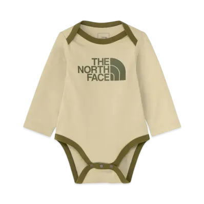 The North Face Baby Long Sleeve Cotton Rompers "Gravel"