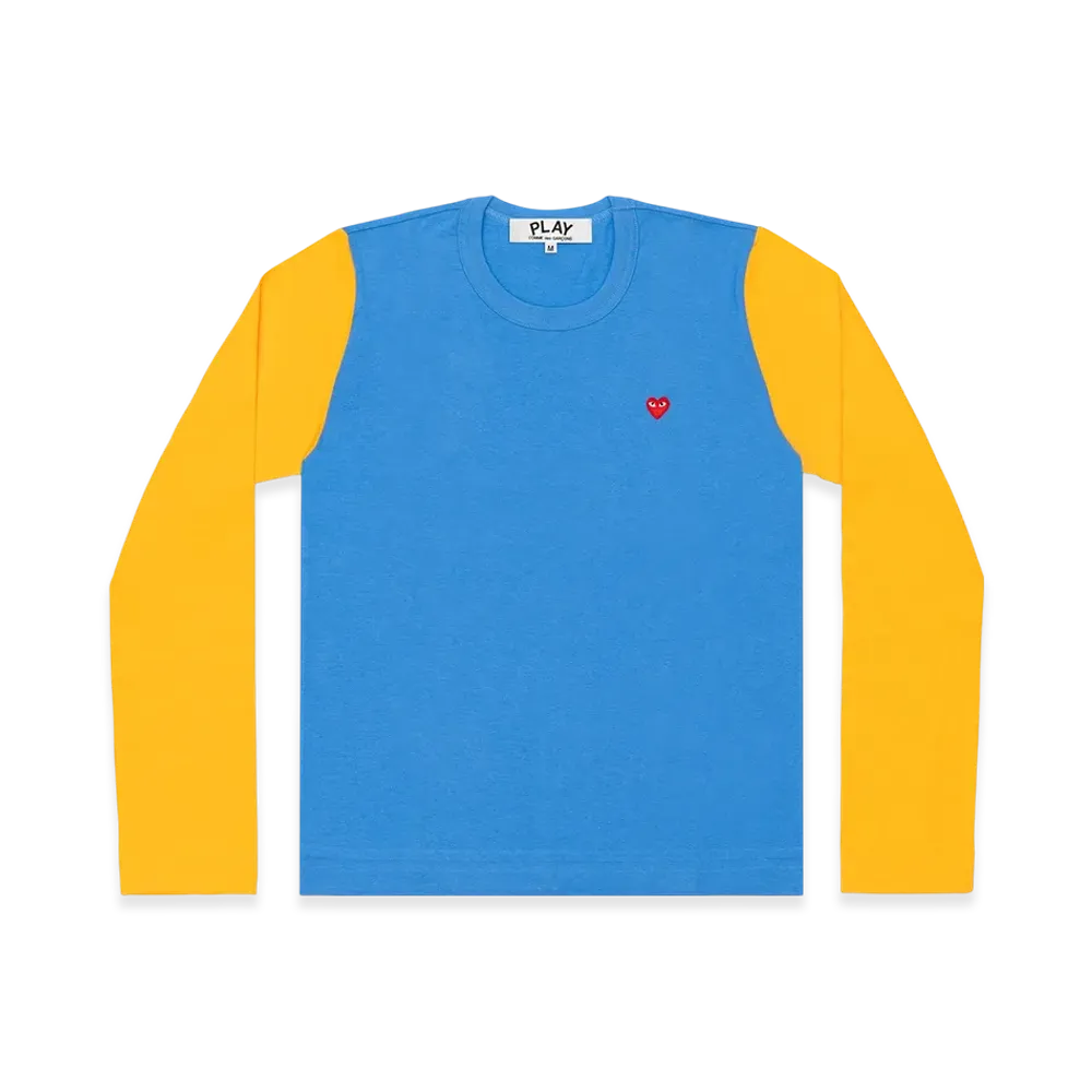 PLAY COMME des GARCONS Red Heart Coloured L/S T-Shirt Ladies "Blue/Yellow"