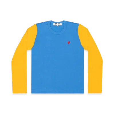 PLAY COMME des GARCONS Red Heart Coloured L/S T-Shirt Ladies "Blue/Yellow"