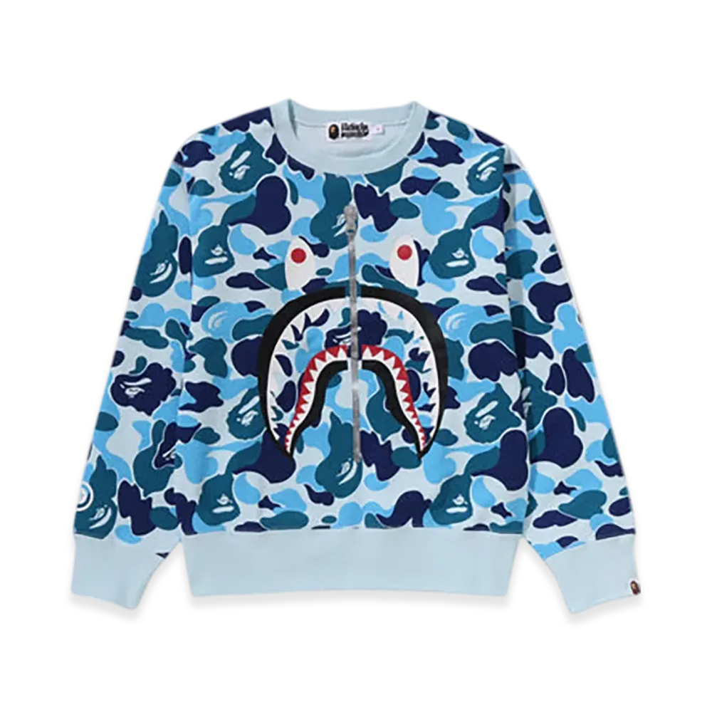 A BATHING APE ABC Camo Shark Crewneck Sweatshirt "Blue"