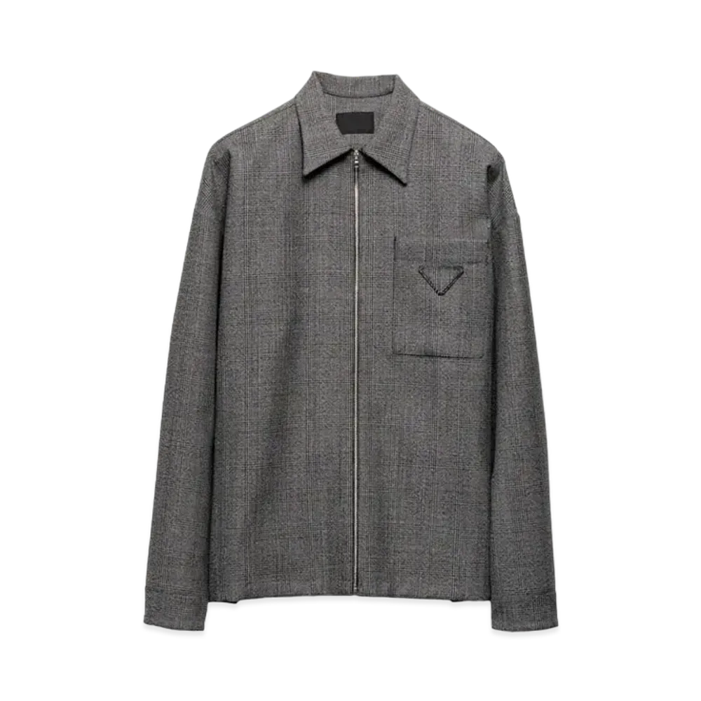 PRADA Men's Wool Zipper Shirt "Gray"
