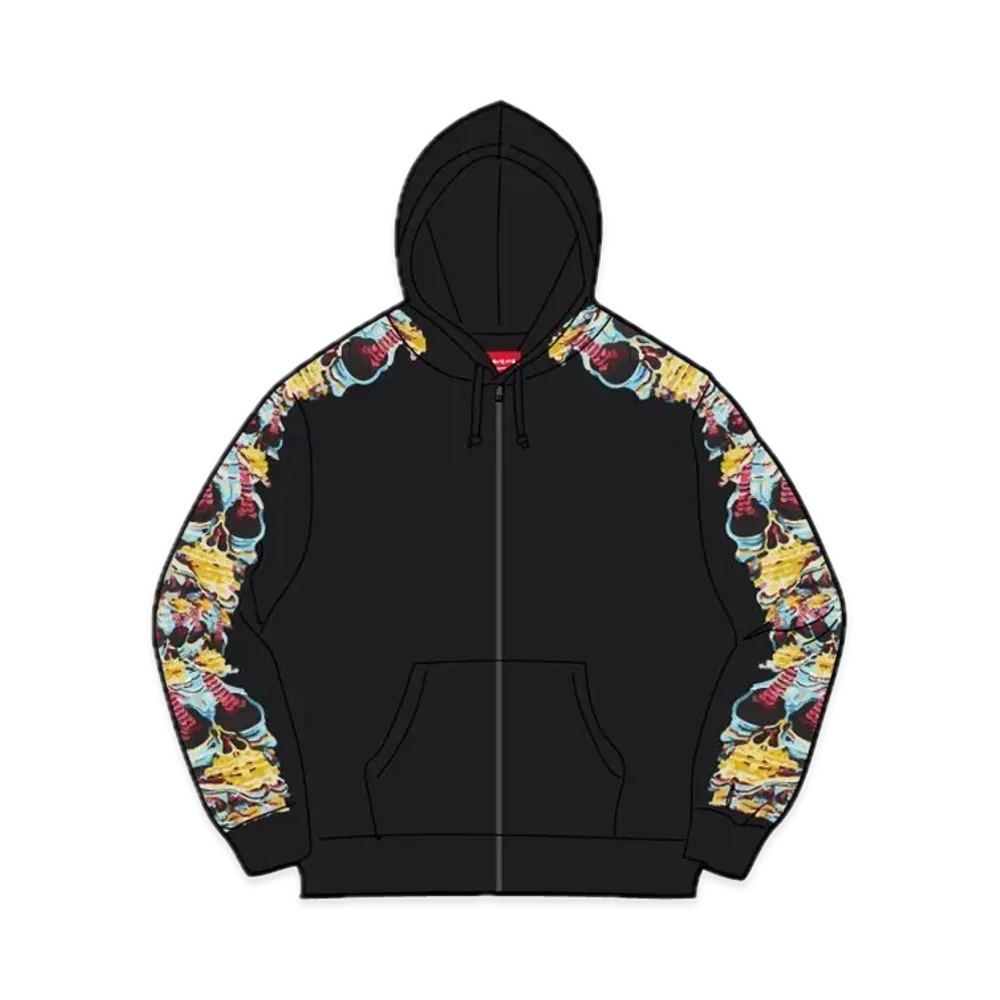 Supreme Skulls Zip Up Hooded Sweatshirt "Black"