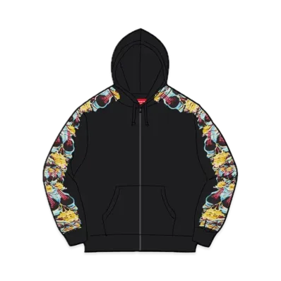 Supreme Skulls Zip Up Hooded Sweatshirt "Black"