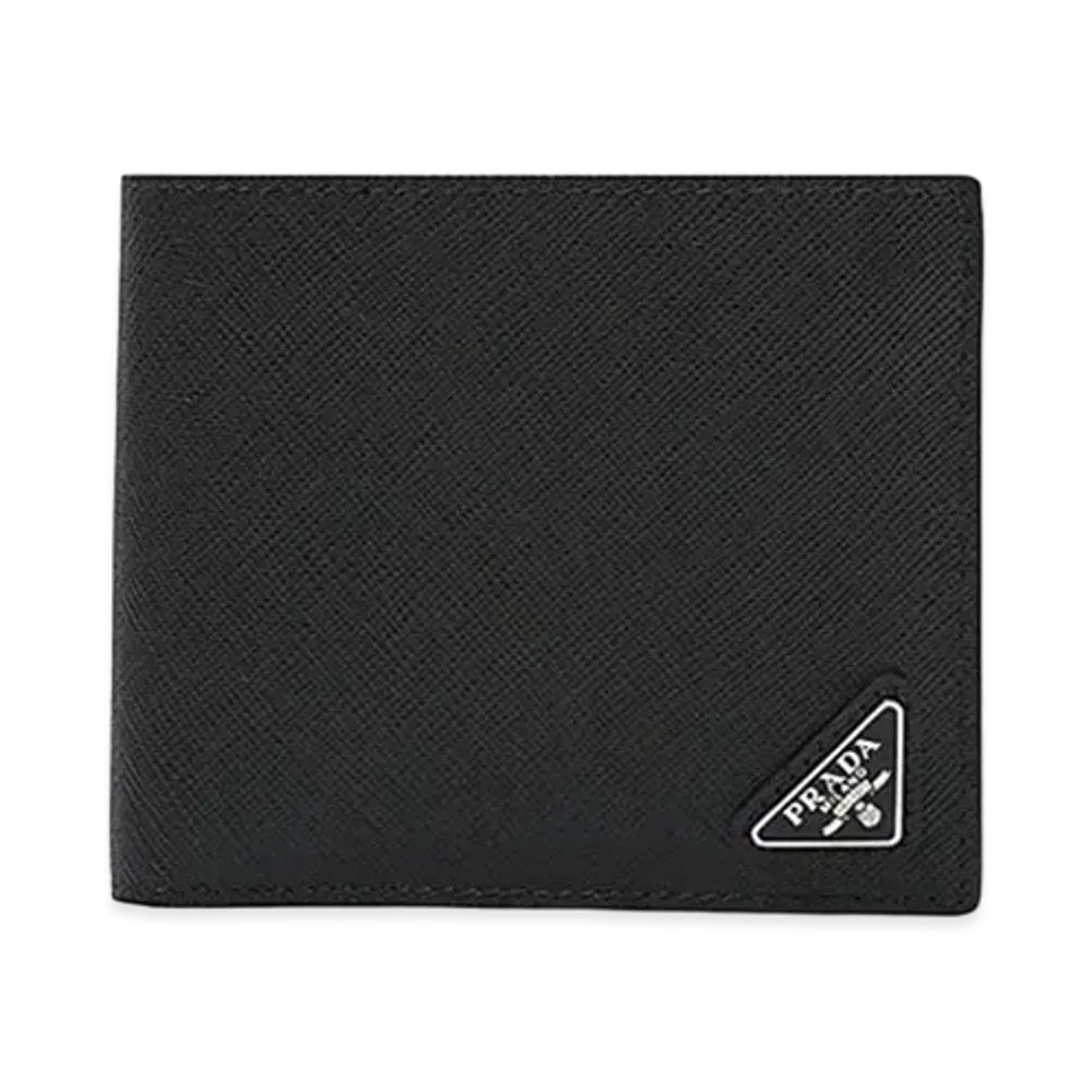 PRADA Saffiano Leather Wallet "Black/Red"