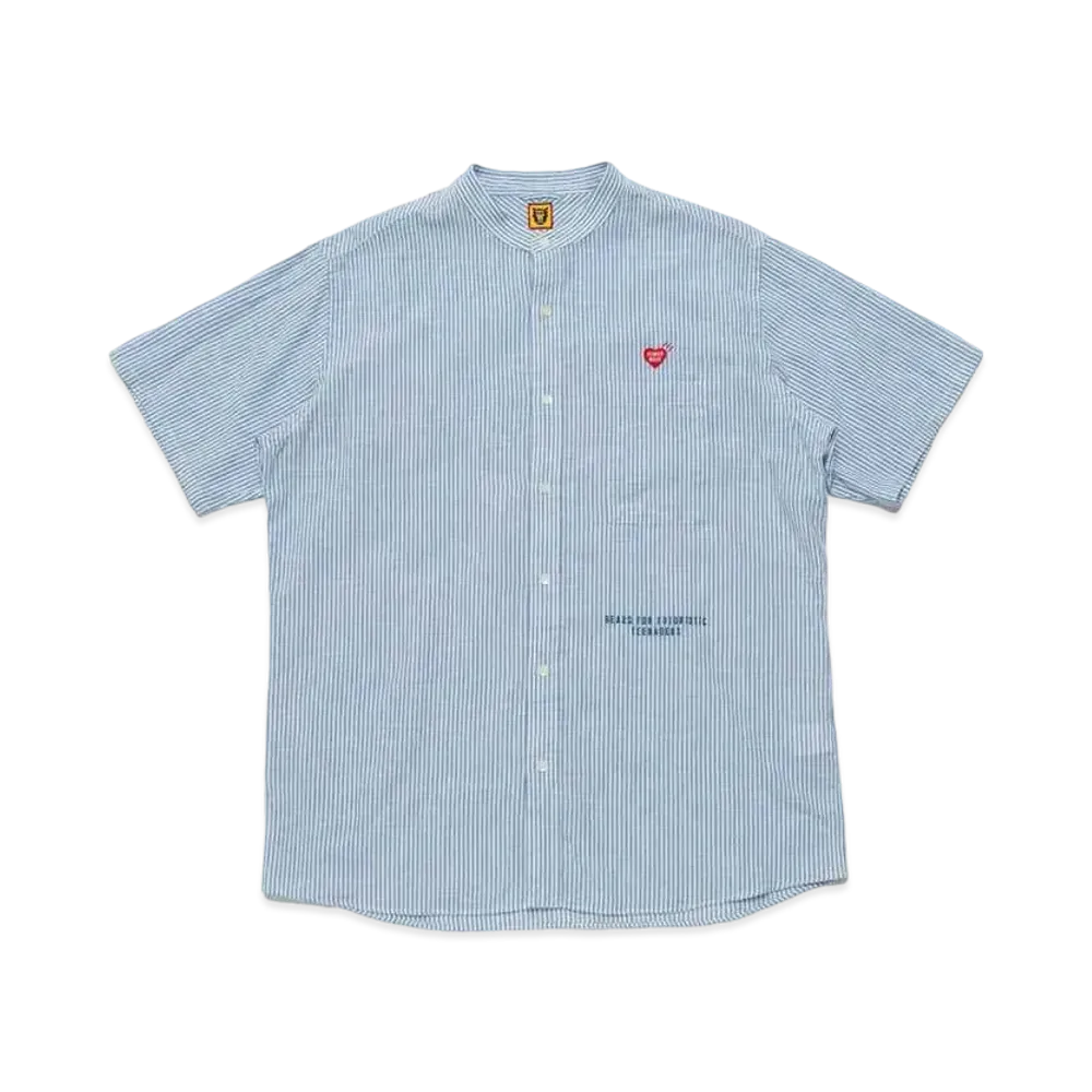 HUMAN MADE STRIPE STAND COLLAR S/S SHIRT "Blue"