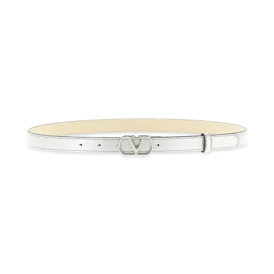Valentino Garavani Women's Belt With 'vlogo' Buckle "Silver"