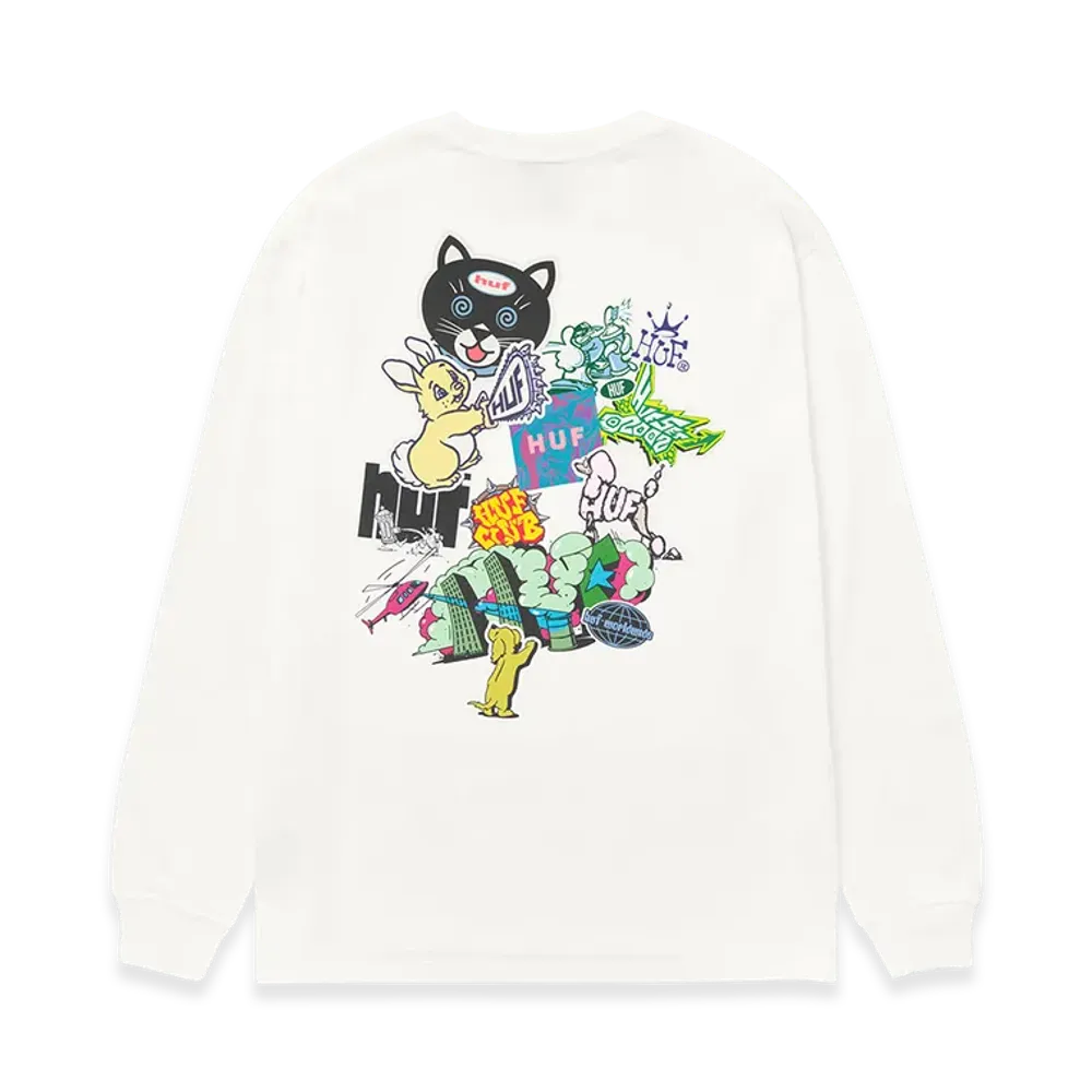 HUF Sticker LS Tee "White"