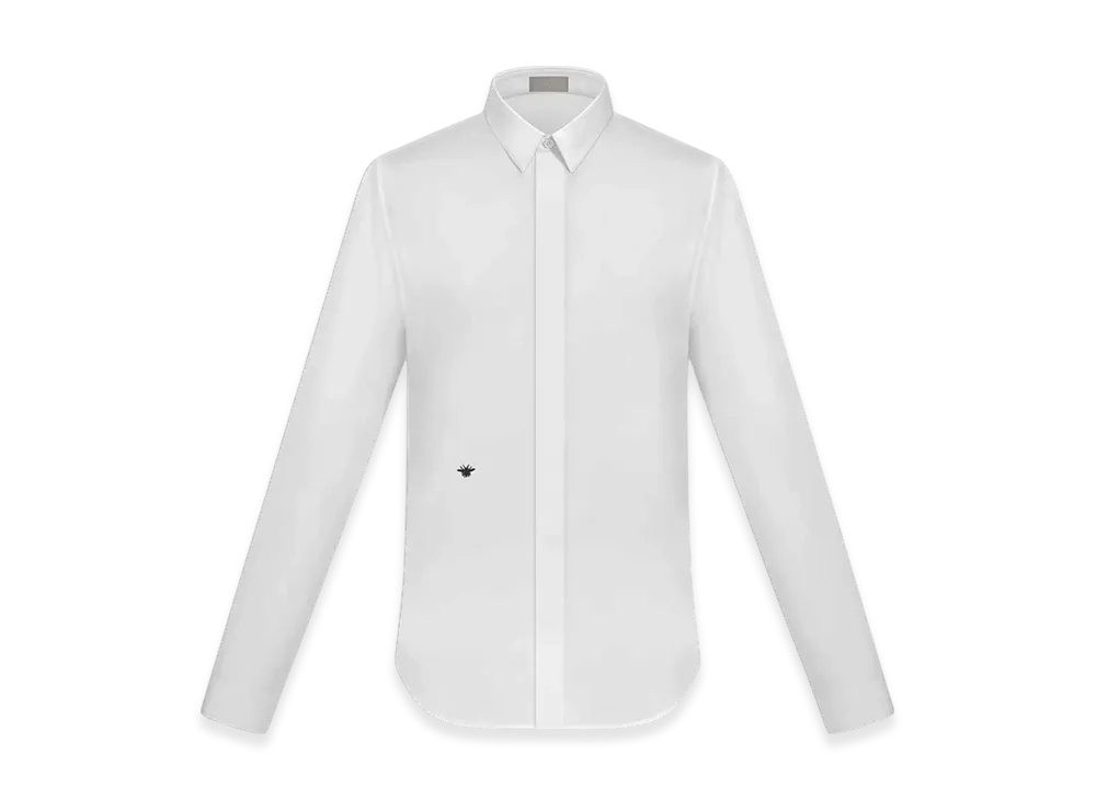 Dior Bee Embroidery Cotton Poplin Shirt "White"