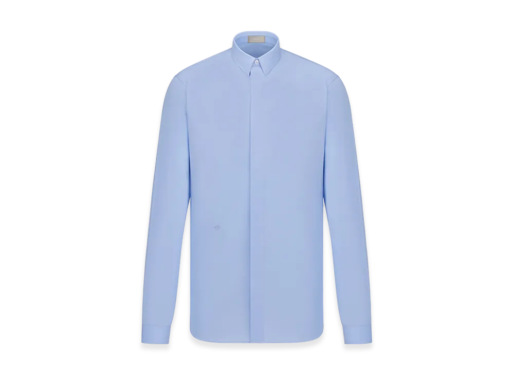 Dior Shirt with Bee Embroidery Poplin "Light Blue"