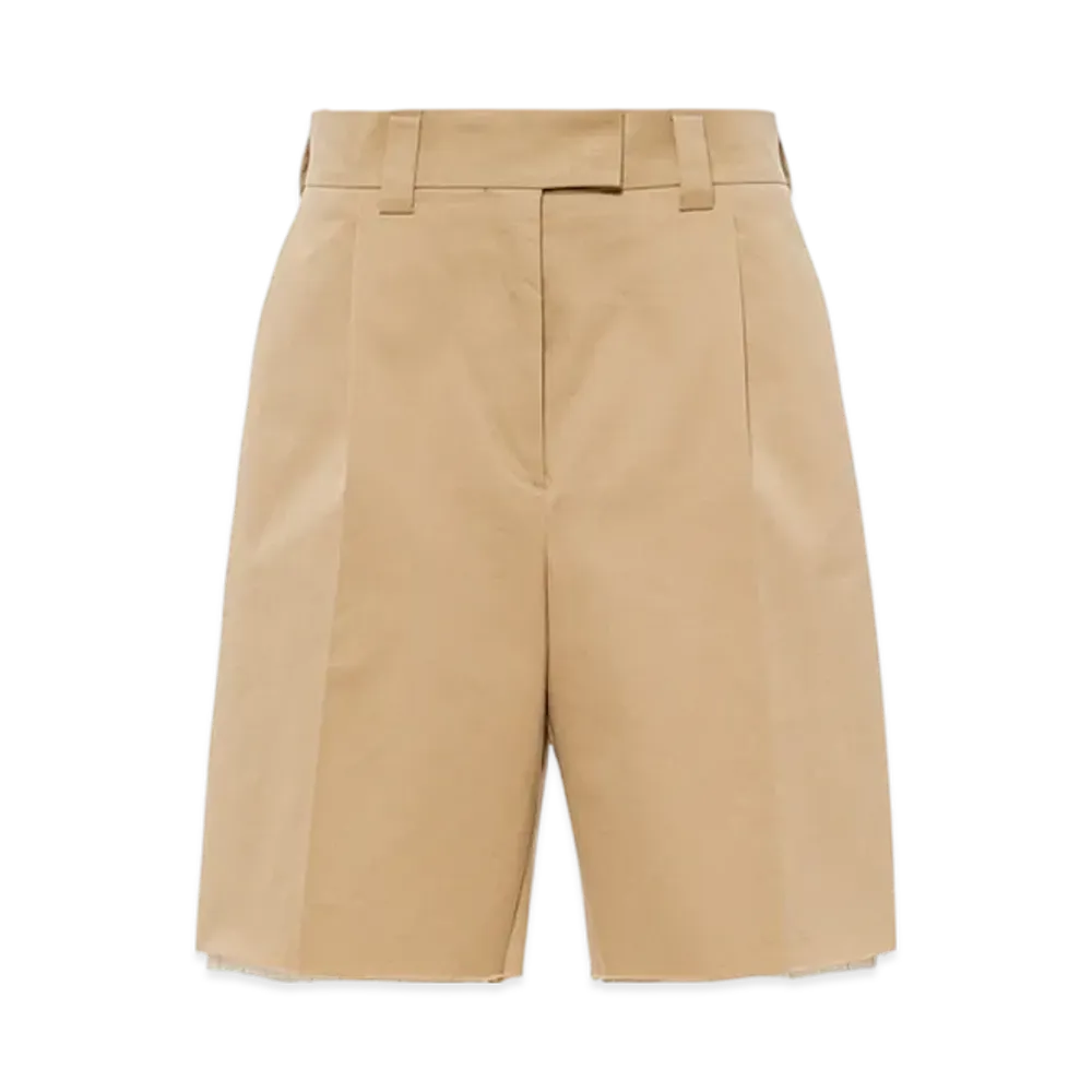 MIU MIU Women's Chino Bermudas with Embroidered Logo "Cord"