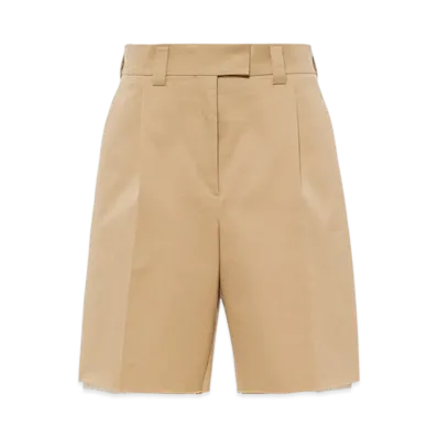 MIU MIU Women's Chino Bermudas with Embroidered Logo "Cord"
