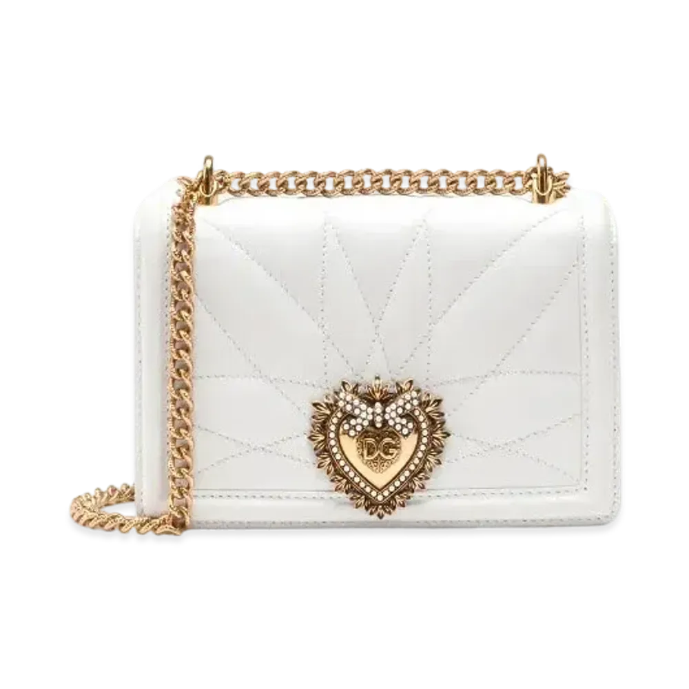 Dolce&Gabbana Devotion Crossbody Bag Small Matrasse Nappa Leather "White"