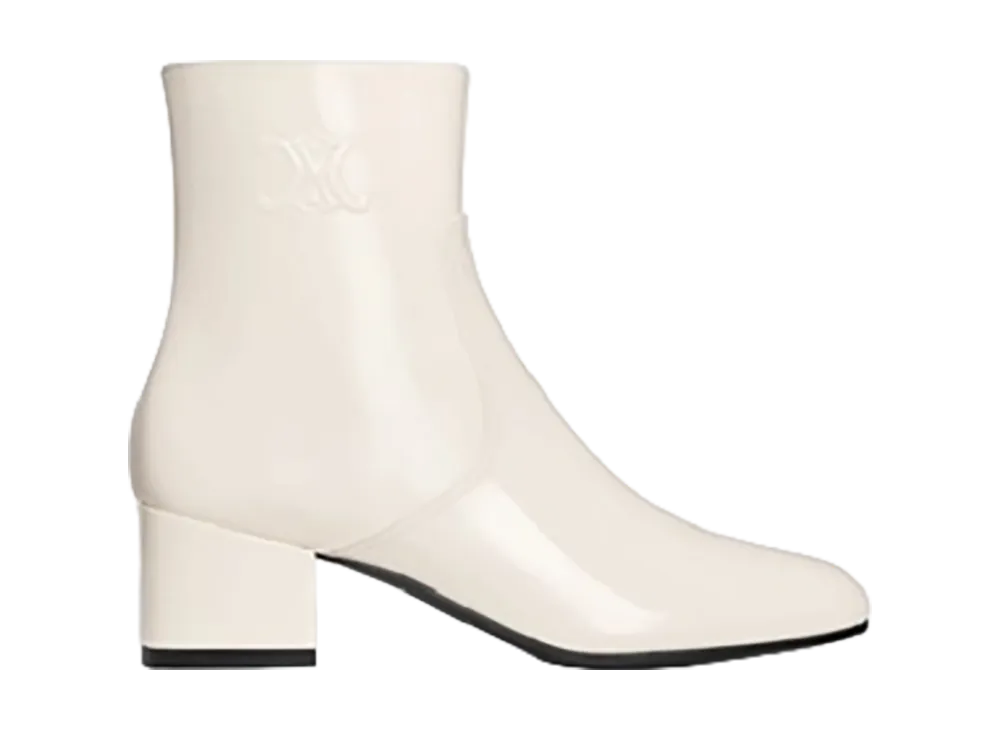 CELINE Women's Les Bottes Triomphe Zipped Boots "White"