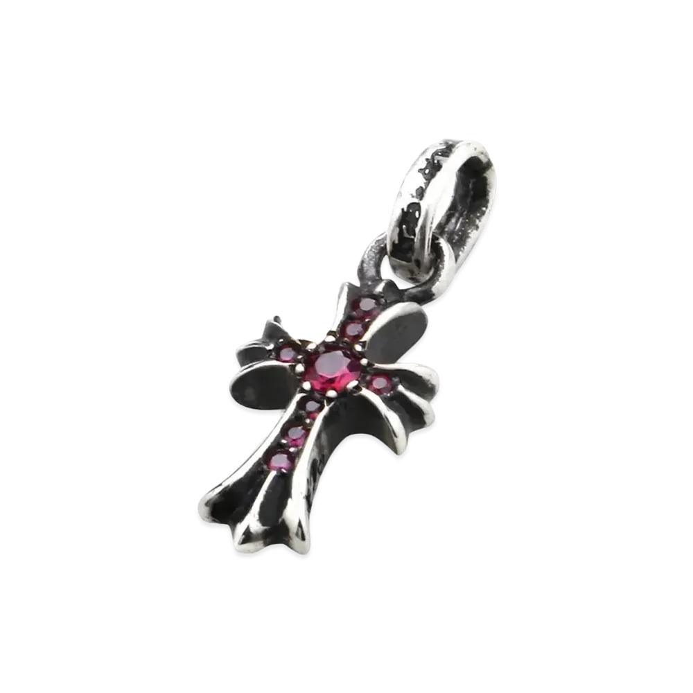 Chrome Hearts CH Cross Baby Fat Charm w/ Ruby Pave Diamond "Ruby Pave"