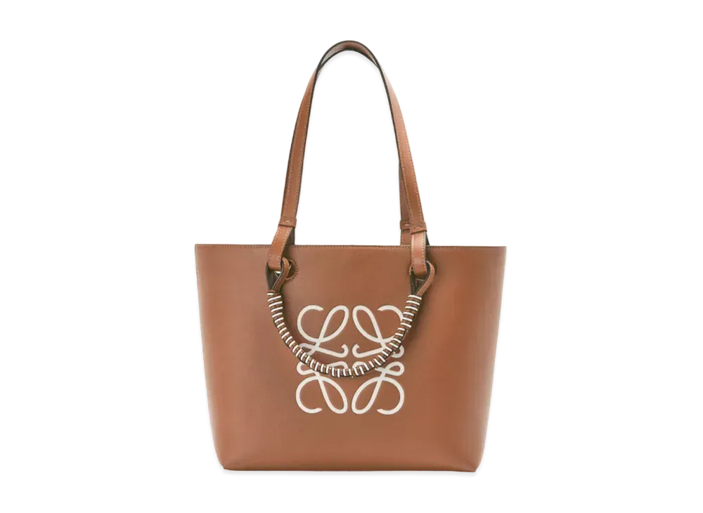 LOEWE Small Anagram Tote In Classic Calfskin "Tan / Soft White"