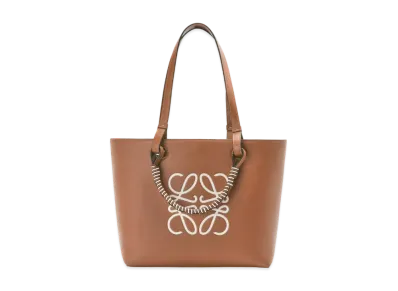 LOEWE Small Anagram Tote In Classic Calfskin "Tan / Soft White"