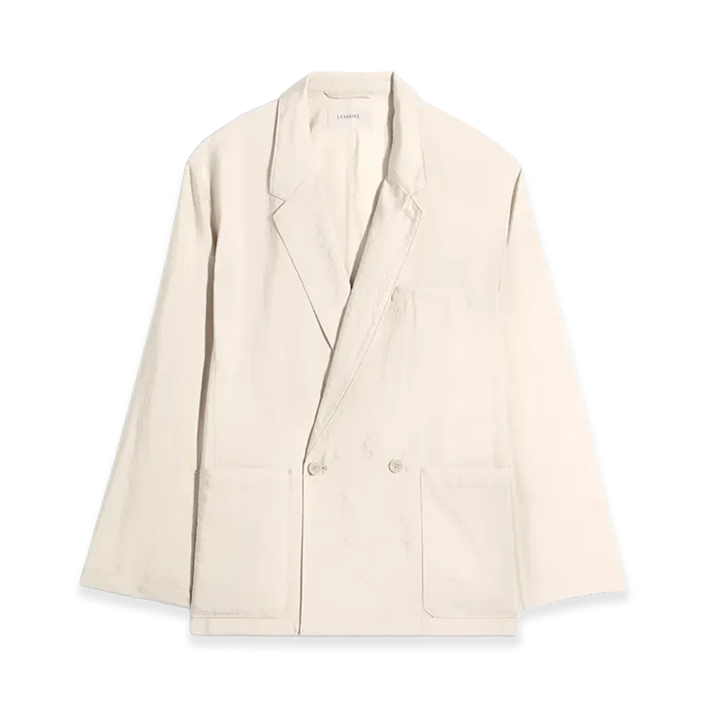 LEMAIRE Dry Silk Double-Breasted Soft Jacket "Oat Milk"