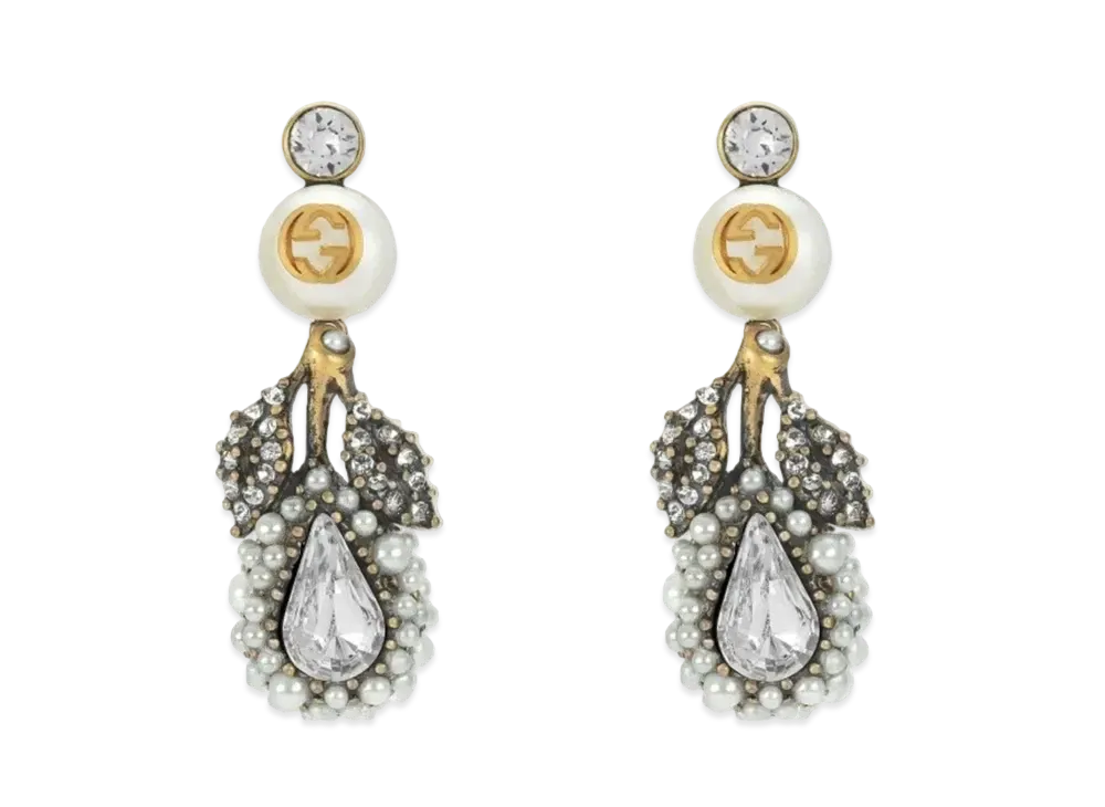 GUCCI Drop Flower Earrings with Crystals
