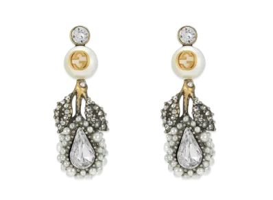 GUCCI Drop Flower Earrings with Crystals