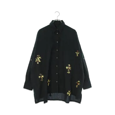 Chrome Hearts Mahal Kita Leopard Patent Cross Patch Cross Button L/S Shirt "Black"