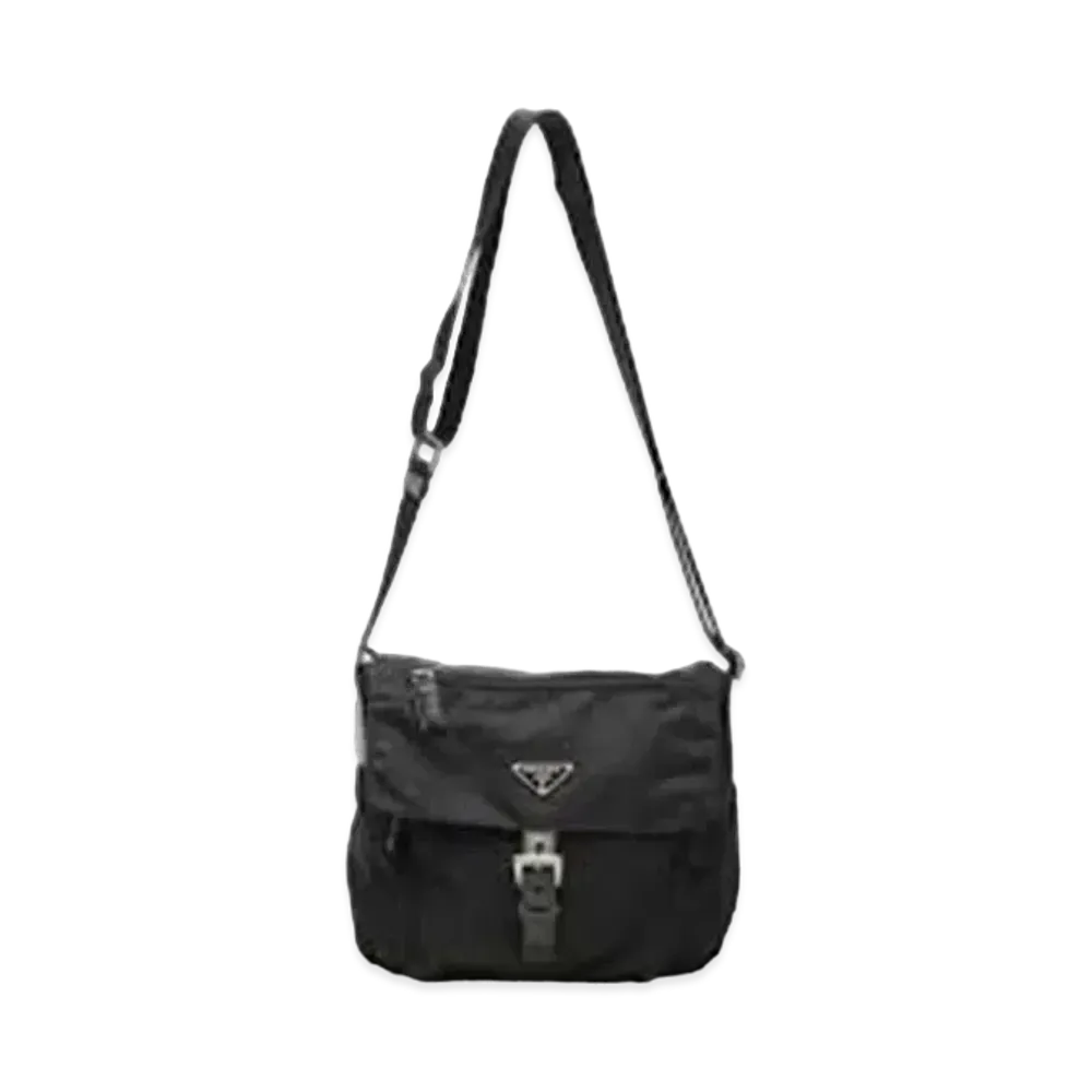 PRADA Vela Flap Shoulder Bag "Black"
