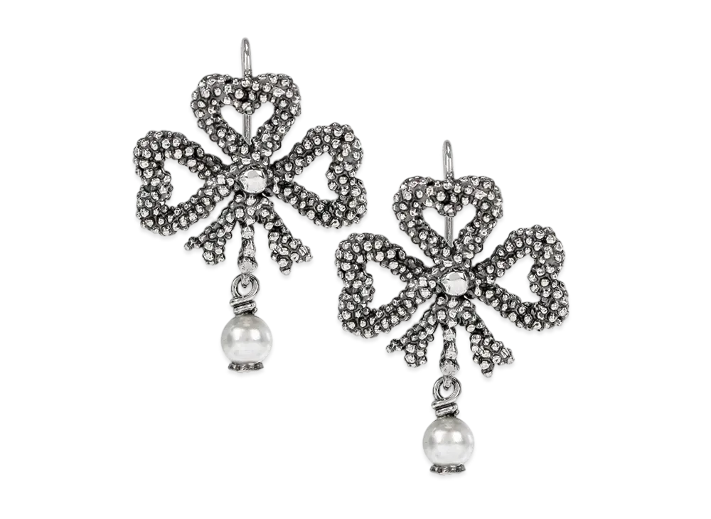 GUCCI Silver Earrings with Glass Pearls