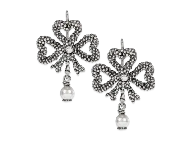 GUCCI Silver Earrings with Glass Pearls