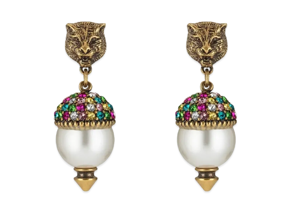 GUCCI Tiger Head Earrings with Crystal