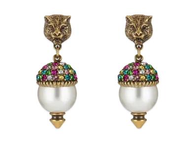 GUCCI Tiger Head Earrings with Crystal
