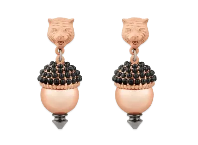 GUCCI Resin Pearl Decorated Tiger Head Earrings