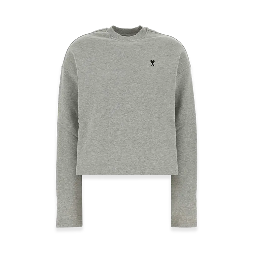 AMI PARIS Women's Ami De Coeur Cropped Sweatshirt "Gray"