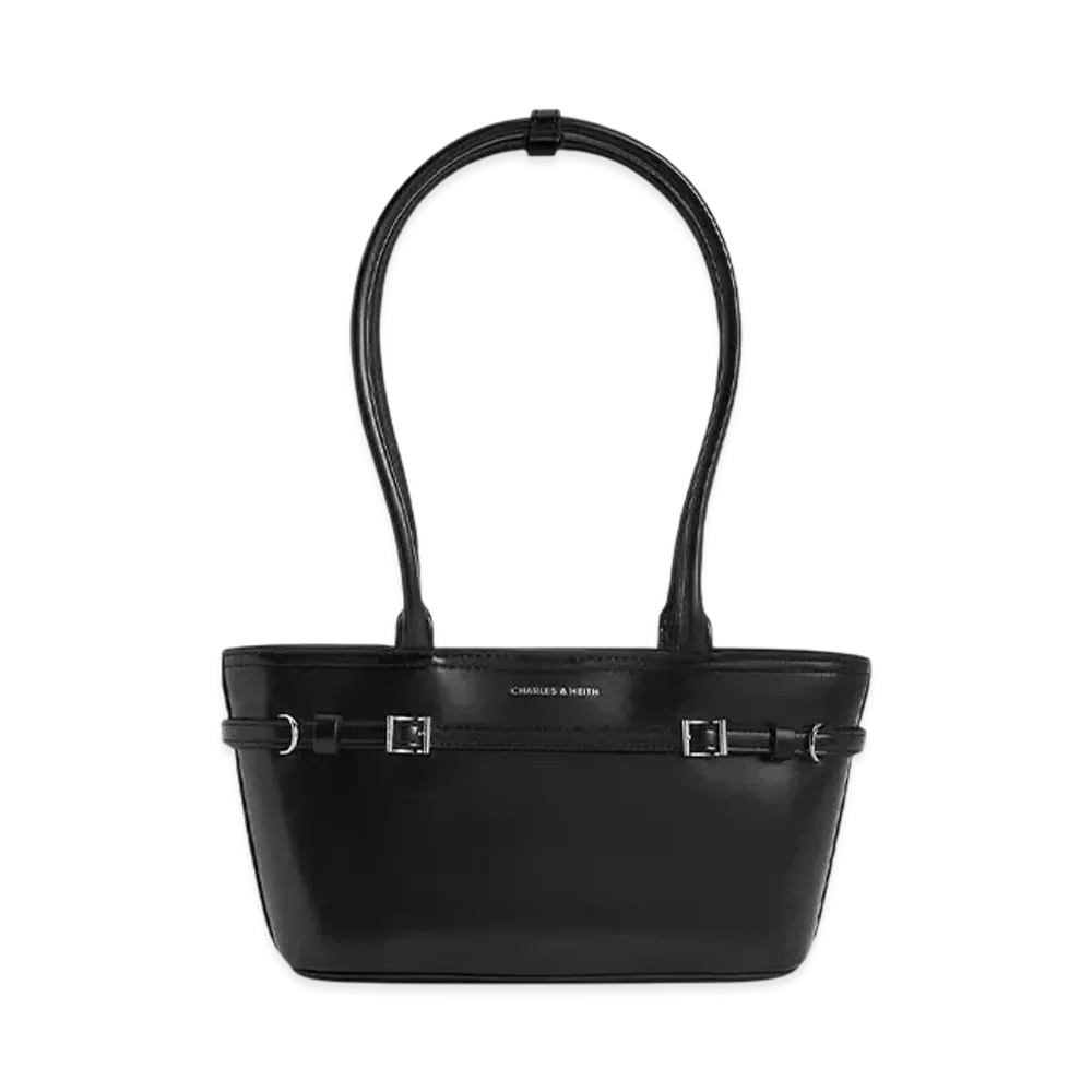 CHARLES & KEITH Sloan Elongated Handle Shoulder Bag "Noir"