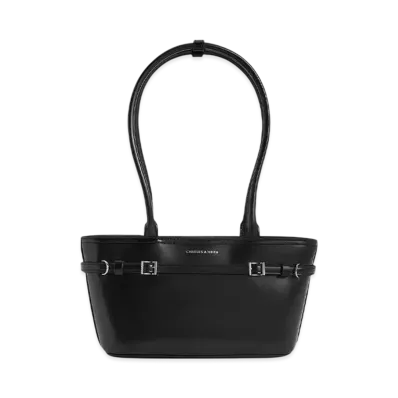CHARLES & KEITH Sloan Elongated Handle Shoulder Bag "Noir"