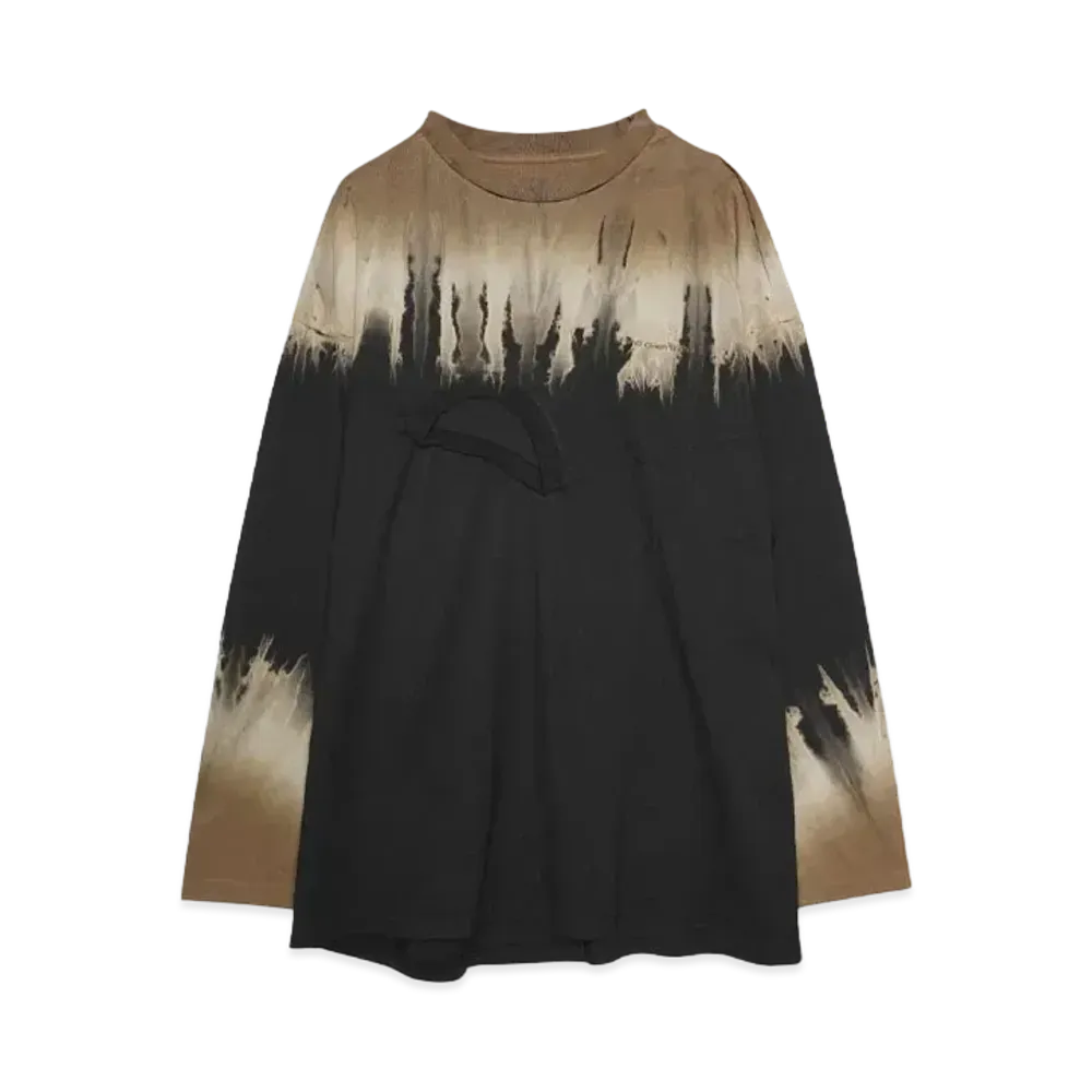 Feng Chen Wang DECONSTRUCTED TIE-DYE LONG-SLEEVE SHIRT "BLACK/KHAKI"