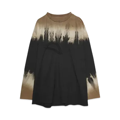 Feng Chen Wang DECONSTRUCTED TIE-DYE LONG-SLEEVE SHIRT "BLACK/KHAKI"