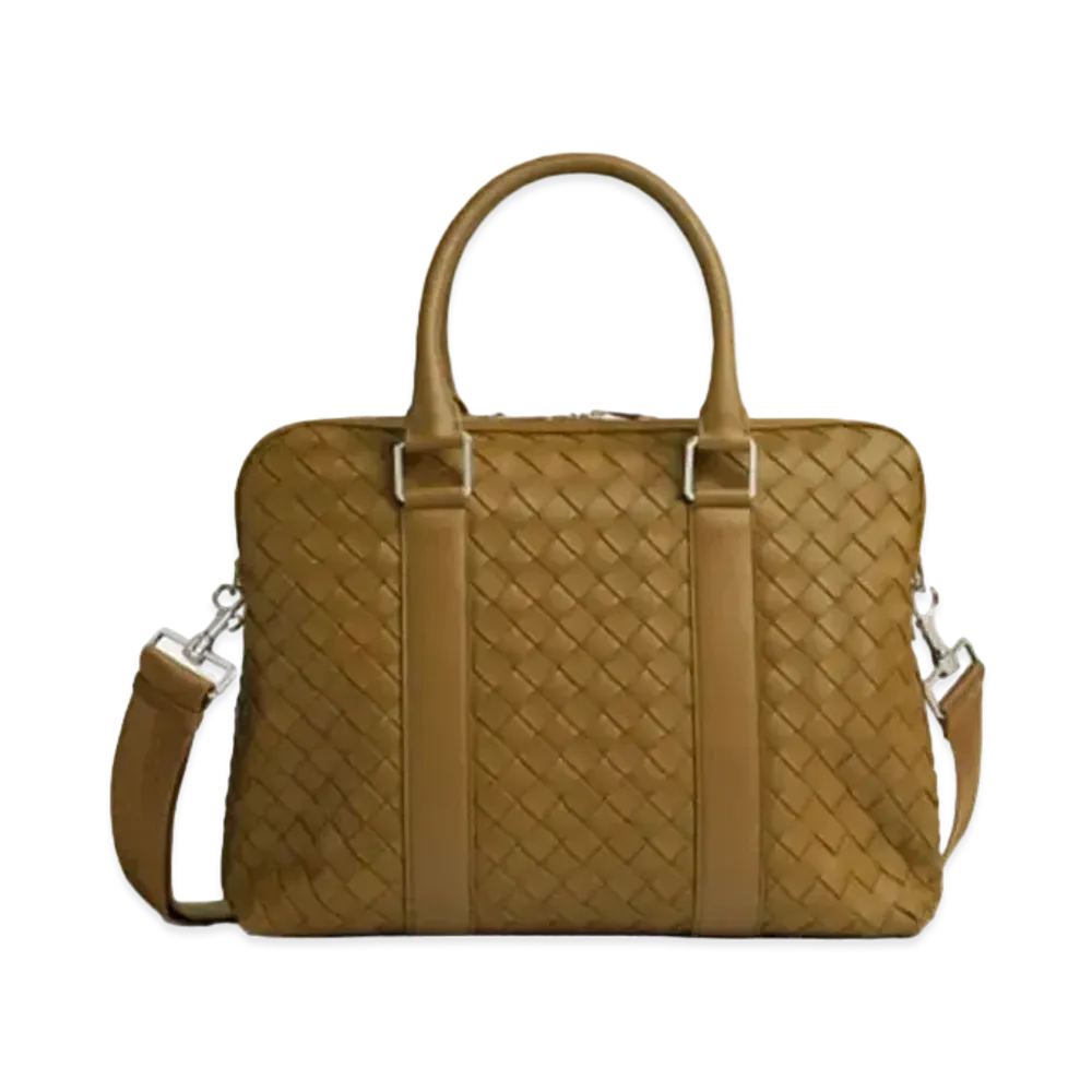 Bottega Veneta Intrecciato Leather Briefcase "Acorn"