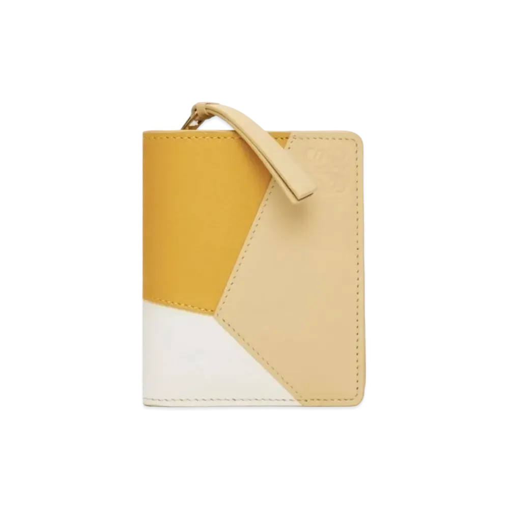 LOEWE Puzzle Compact Zip Wallet Classic Calf "Sunflower/Soft White/Dark Butter"
