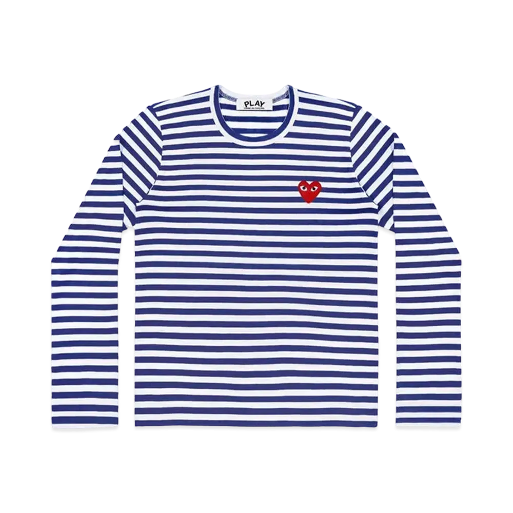 PLAY COMME des GARCONS Striped L/S T-Shirt Mens "Blue/White"