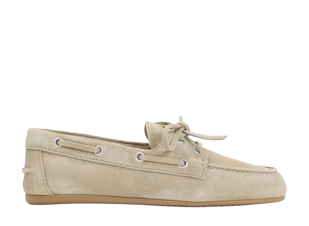 MIU MIU Women's Suede Calf Leather Loafers "Beige"