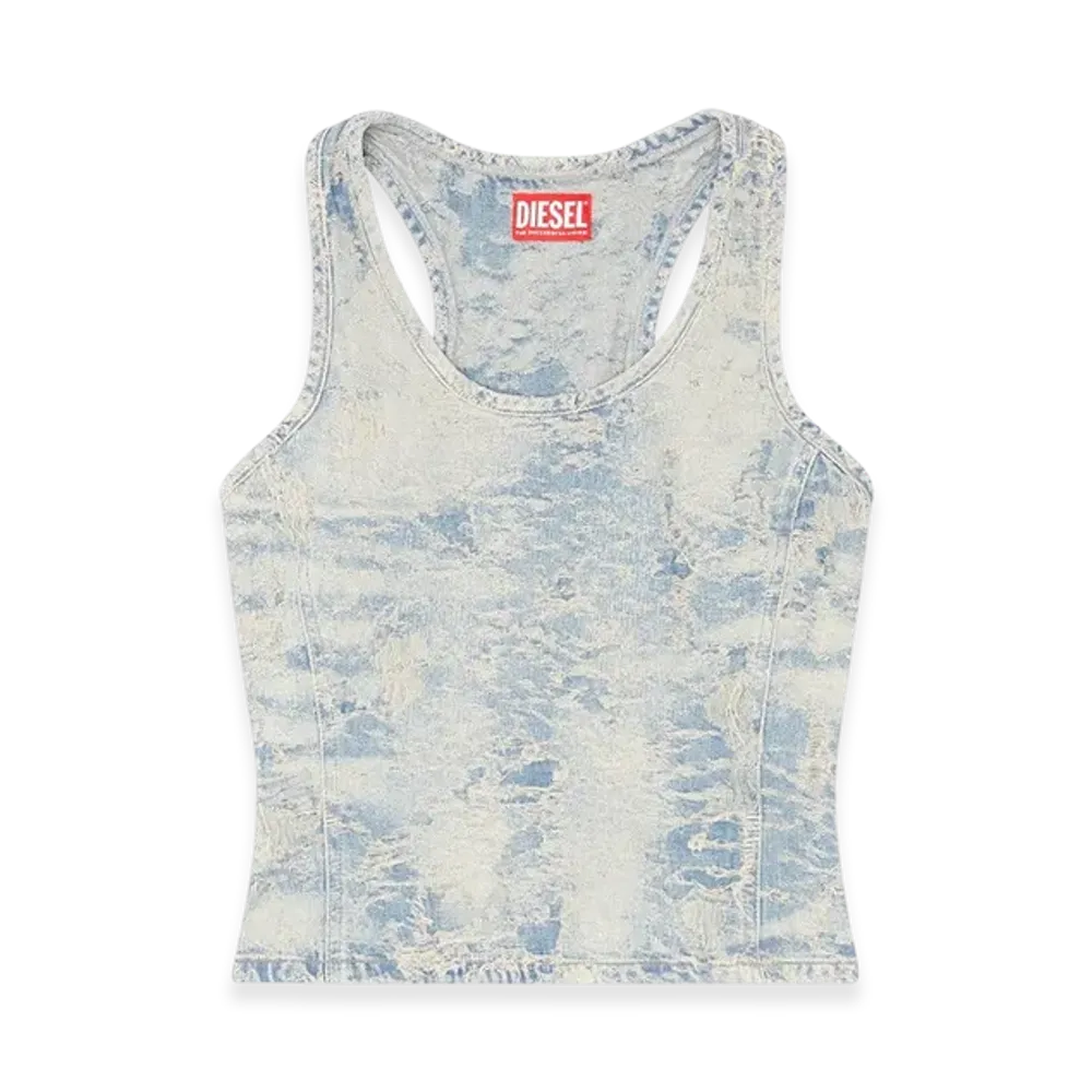 Diesel De-Norg-Fsf Tank Top In Dirty Jacquard Denim "Light Blue"
