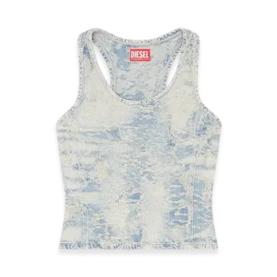 Diesel De-Norg-Fsf Tank Top In Dirty Jacquard Denim "Light Blue"