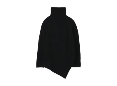 Yohji Yamamoto Y's PARTIAL DROP STITCH SHRINKAGE RIGHT SIDE DRAPE HIGH NECK "Black"