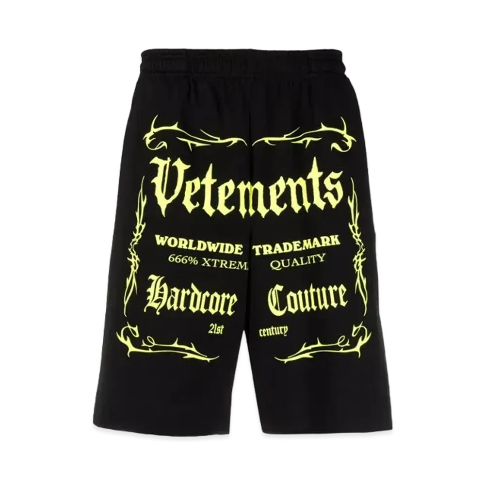 VETEMENTS Hardcore Couture Logo Short Pants "Black Neon Green"