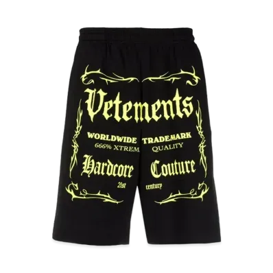 VETEMENTS Hardcore Couture Logo Short Pants "Black Neon Green"