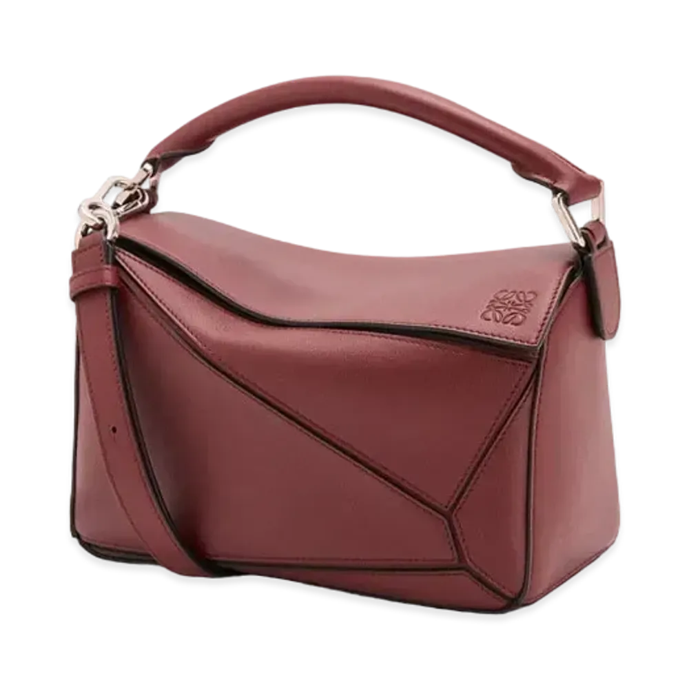 LOEWE Small Puzzle Bag In Classic Calfskin "Berry"