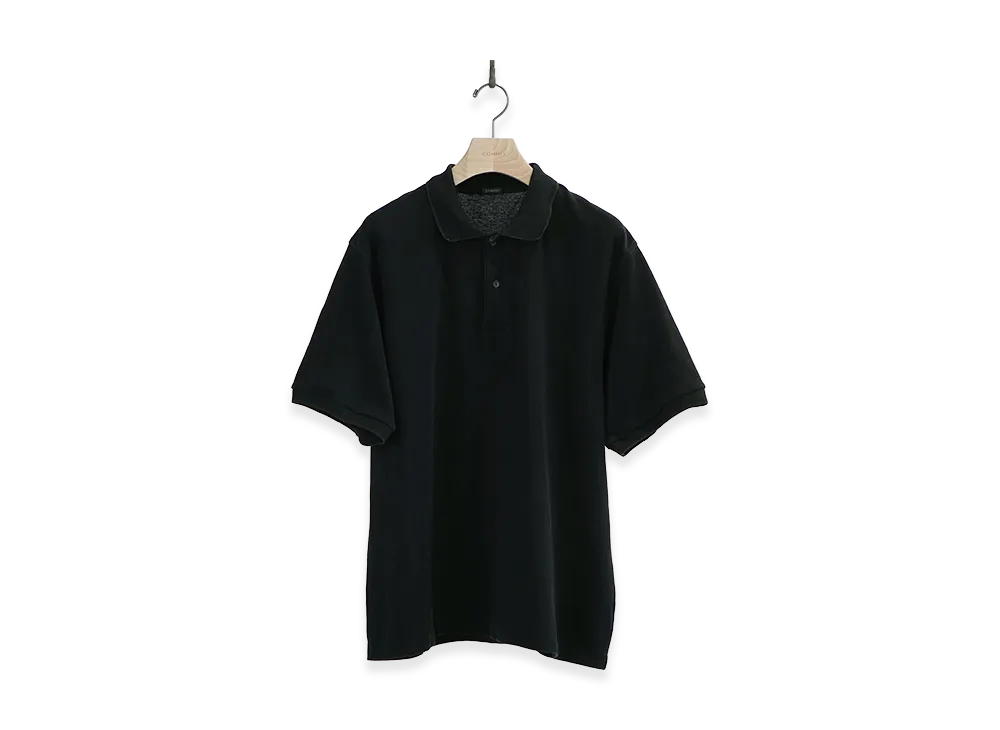 COMOLI Pique Short Sleeve Polo Shirt "Black"