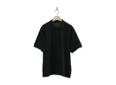 COMOLI Pique Short Sleeve Polo Shirt "Black"