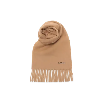 Paul Smith Scarf Logo Fringe Lambswool "Navy"
