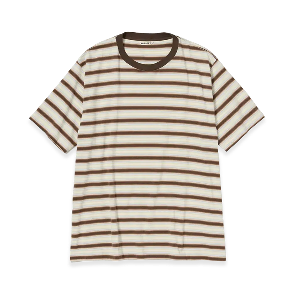 AURALEE Gradient Stripe Jersey Tee "Fade Brown Stripe"
