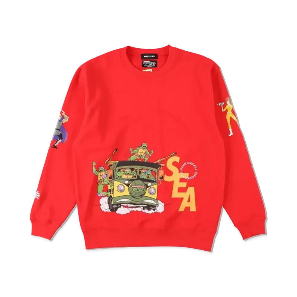 WIND AND SEA x TMNT (TMNT-RIDING) CREW NECK "Red"